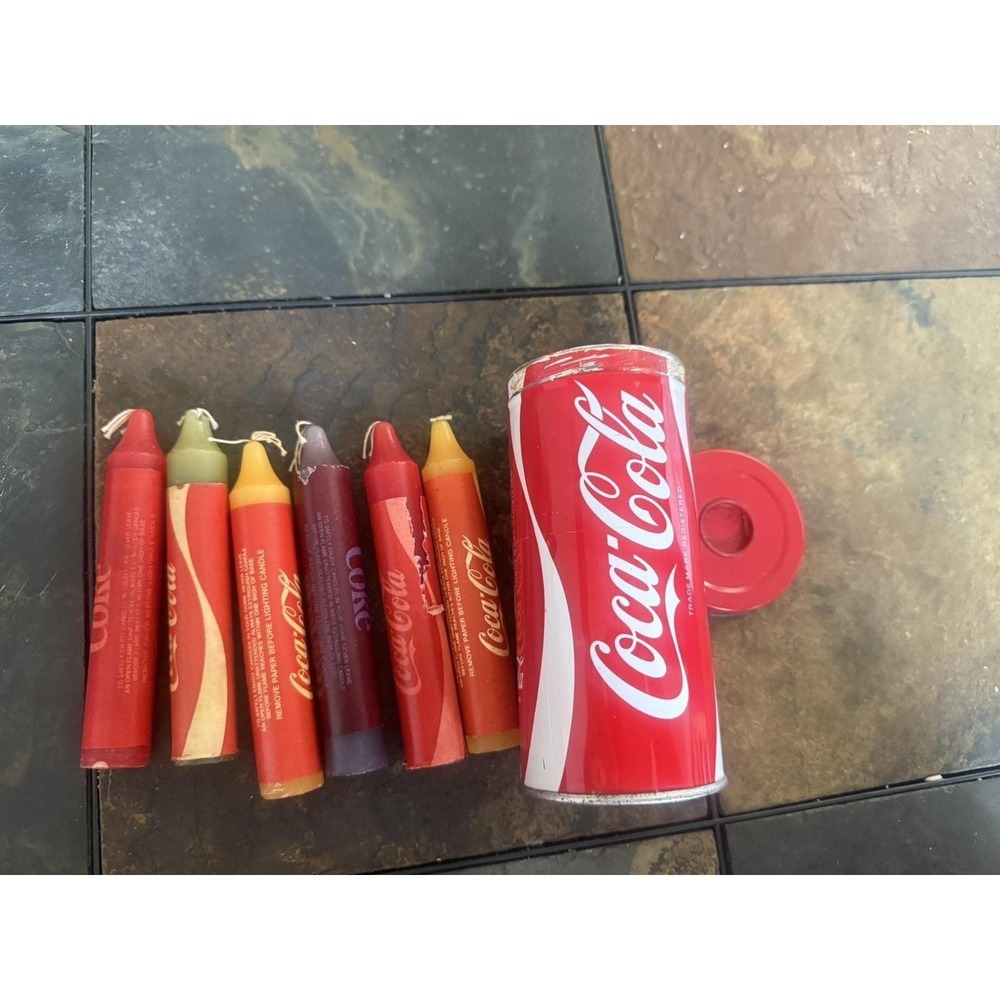 Vintage Coca Cola Metal Tin Can‎ Candle Holder 6 Candles Original Box